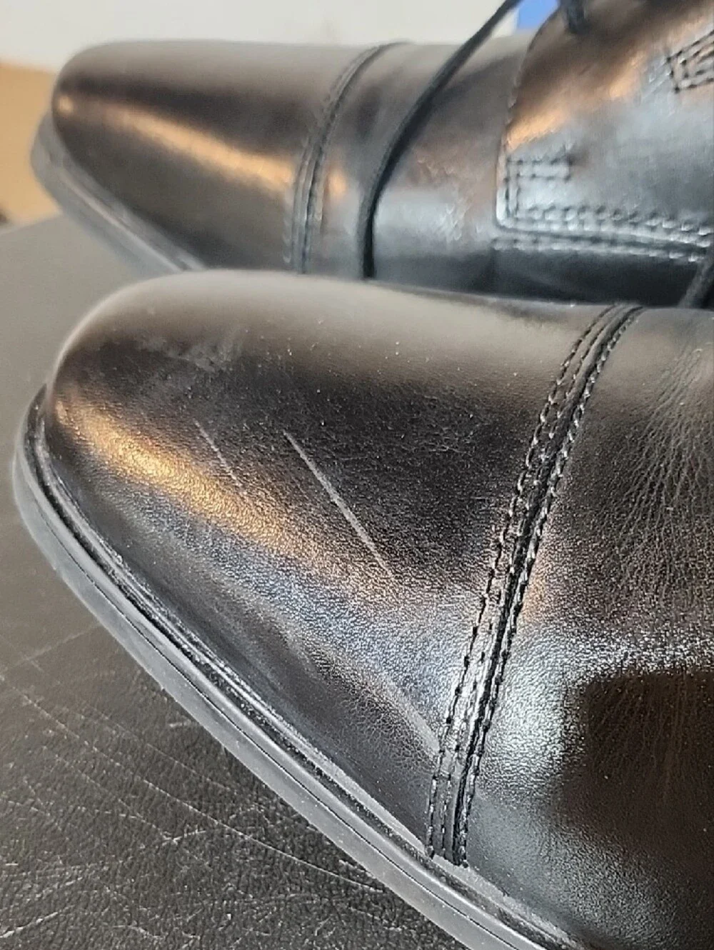 Clarks polished black
